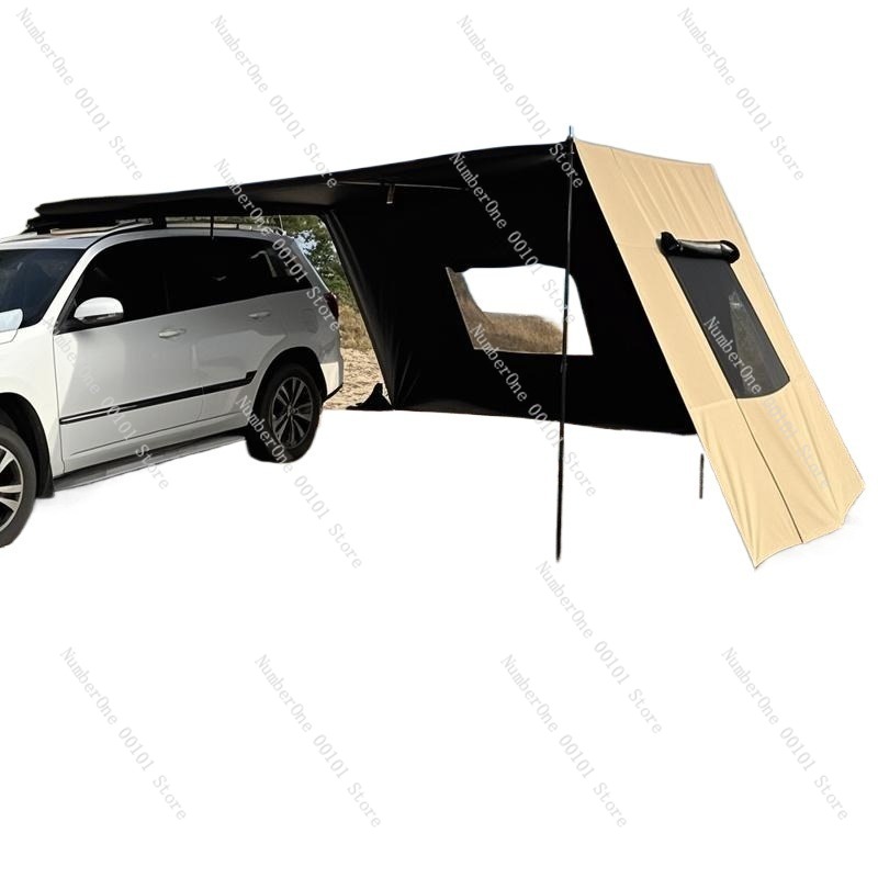 Outdoor Camping Car Tail Tent - Outdoor Aluminum Alloy Side Tent Black