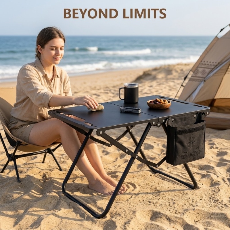 Outdoor Camping Table With Storage - Foldable Outdoor Camping Beach Picnic Table