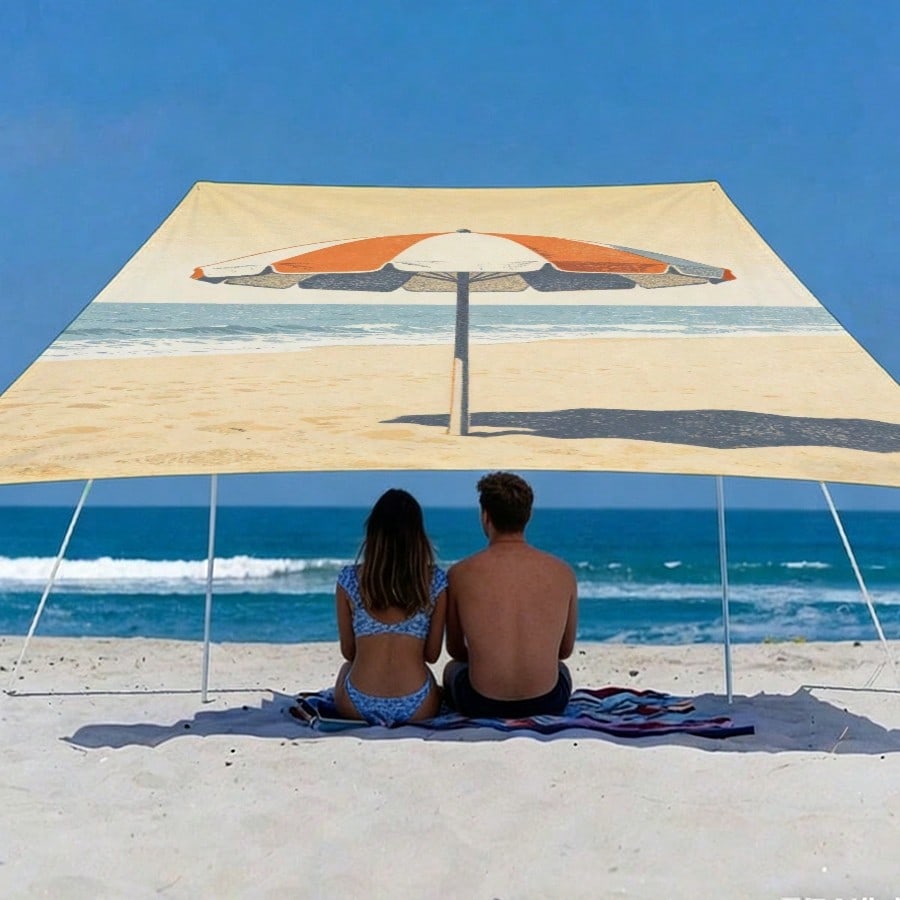 Outdoor Camping Umbrella - 1pc Beach Sunshade Cloth, Outdoor Sun