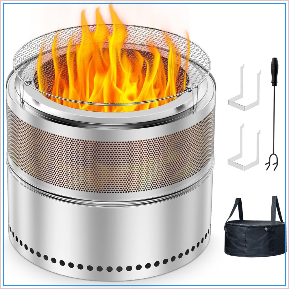Outdoor Camping Fire Pit - Smokeless Fire Pit Outdoor, 20 Inch