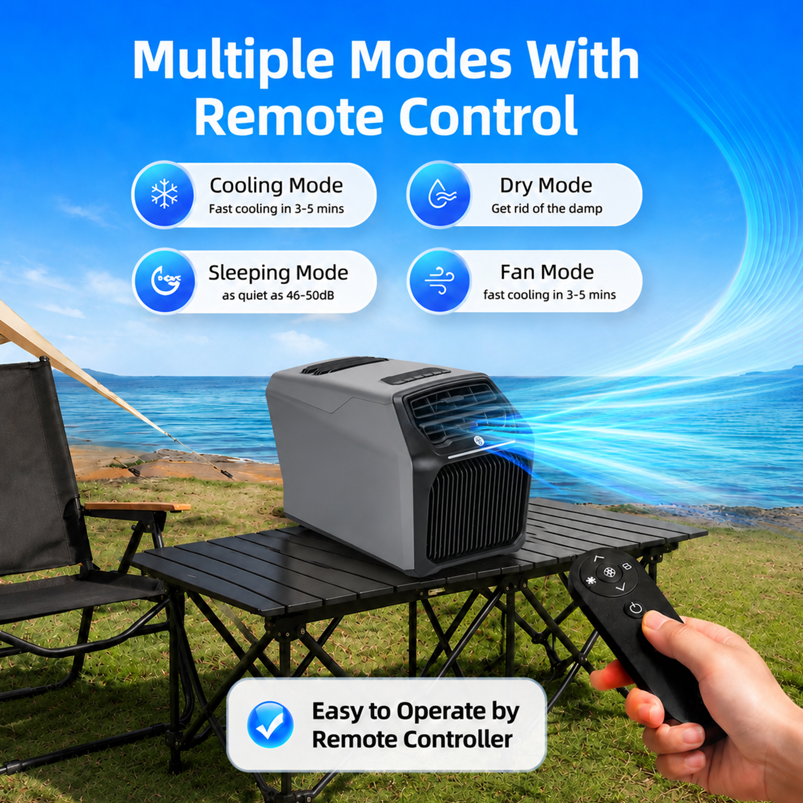 Outdoor Camping Air Conditioner - 6800BTU Portable Air Conditioner with Cooling