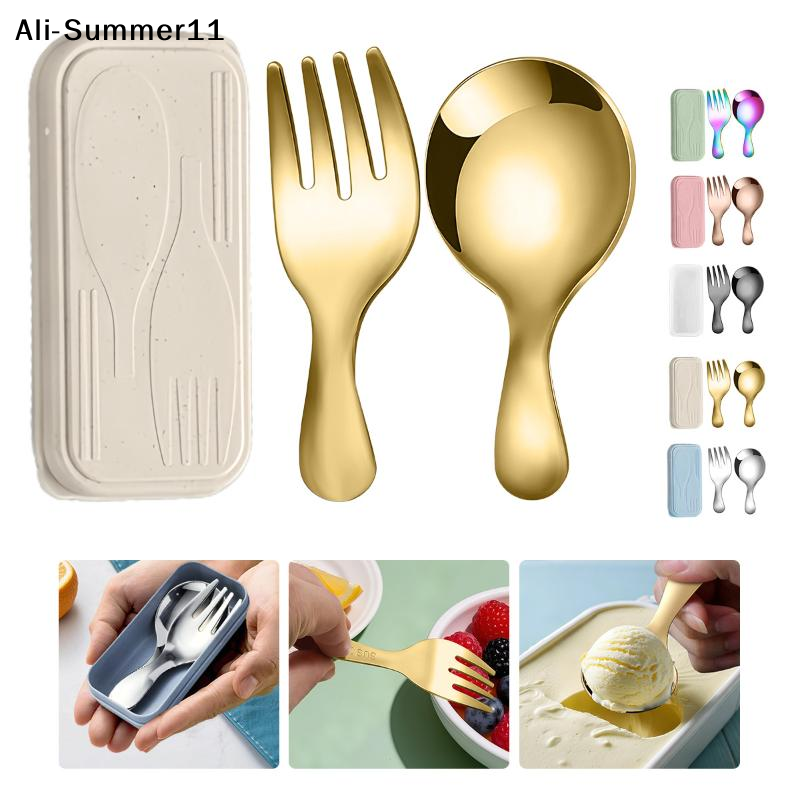 Camp Cooking Set - 【A6L】Steel Tableware Set Spoon Fork 2Pc