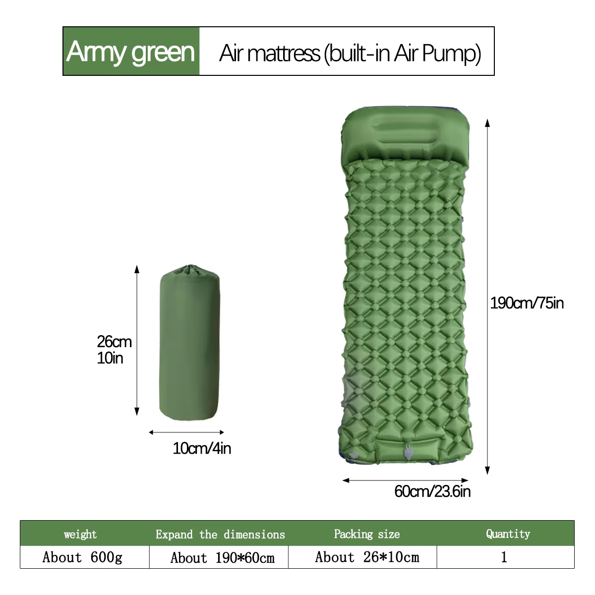 190*60cm Outdoor Camping Infla - Outdoor Camp บทวิจารณ์และราคา