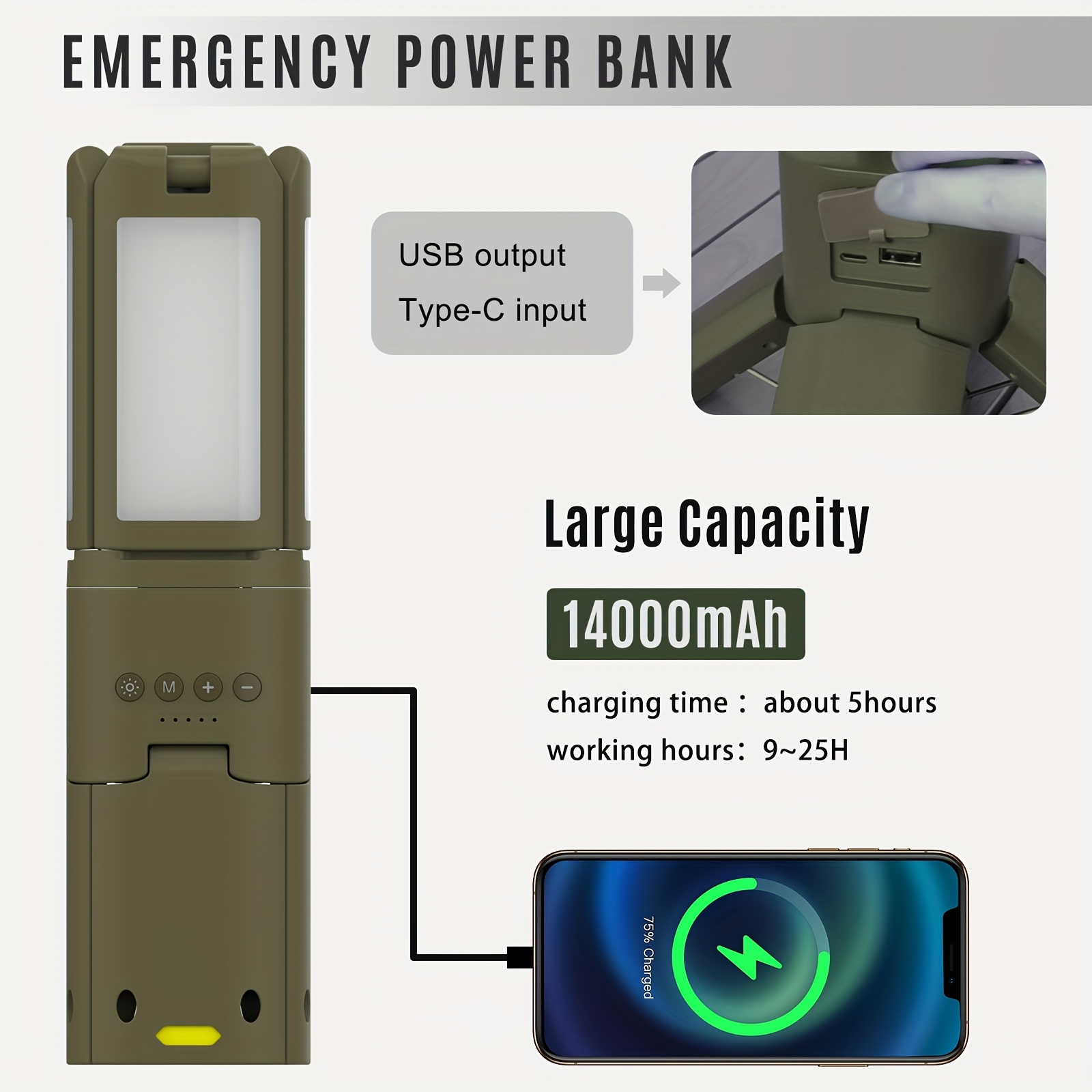 Camping Lantern, 14000mAh Rech - Outdoor Camping Hiking บทวิจารณ์และราคา