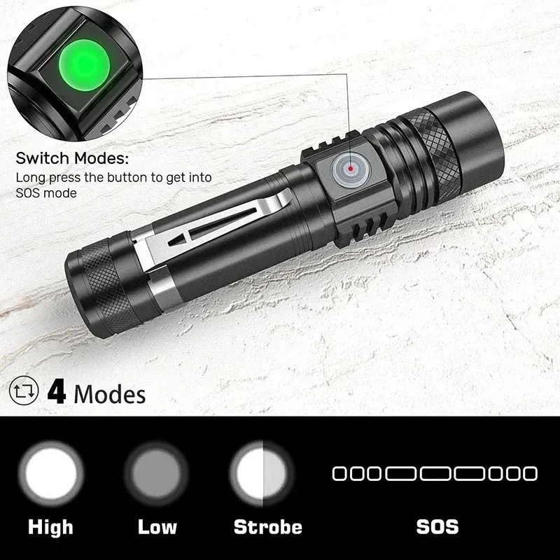 T6 LED Rechargeable Flashlight - Outdoor Camping Hiking บทวิจารณ์และราคา