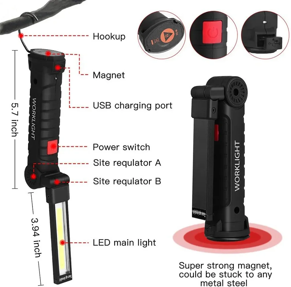 Portable COB LED Flashlight US - Outdoor Camping Lamp บทวิจารณ์และราคา