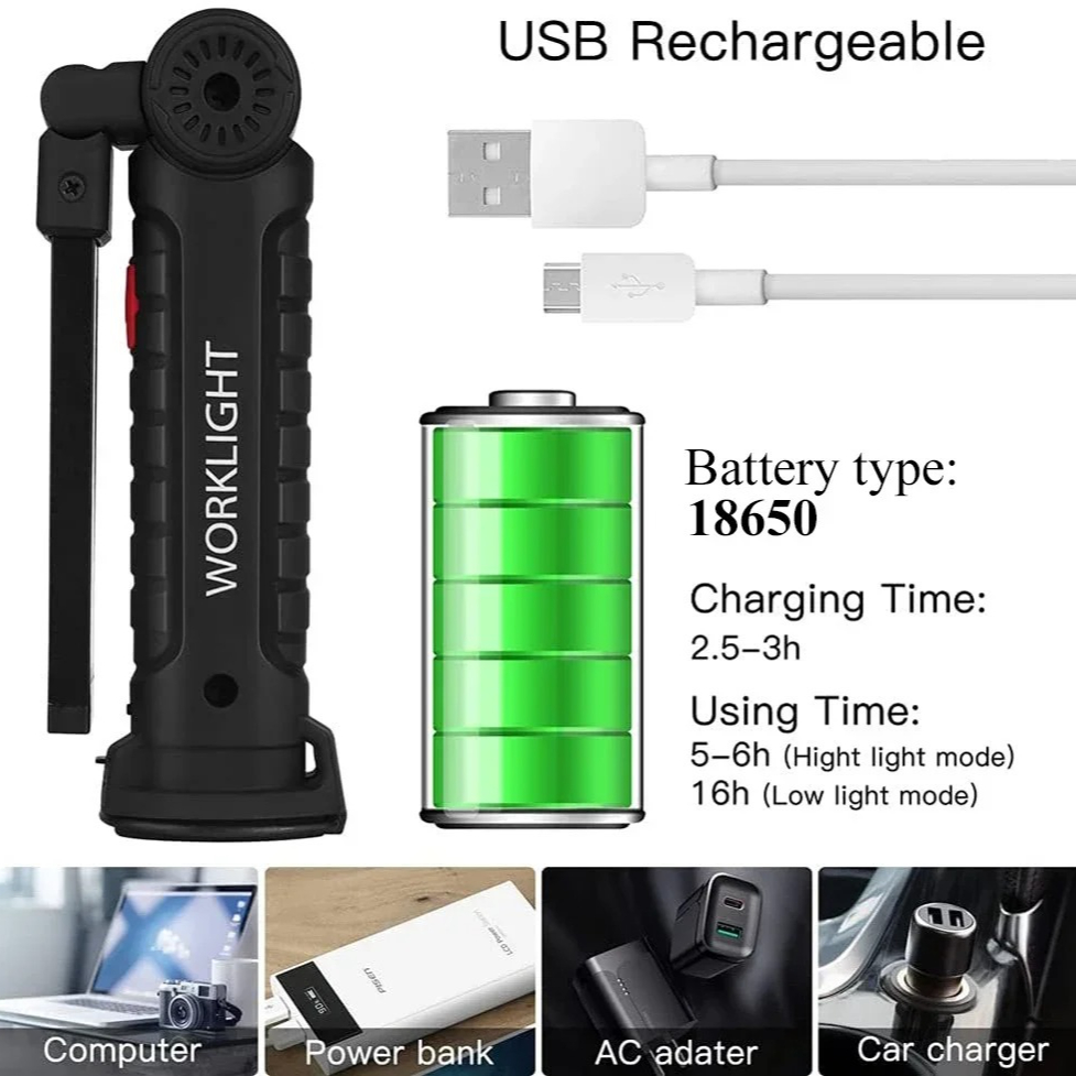 Portable COB LED Flashlight US - Outdoor Camping Lamp บทวิจารณ์และราคา