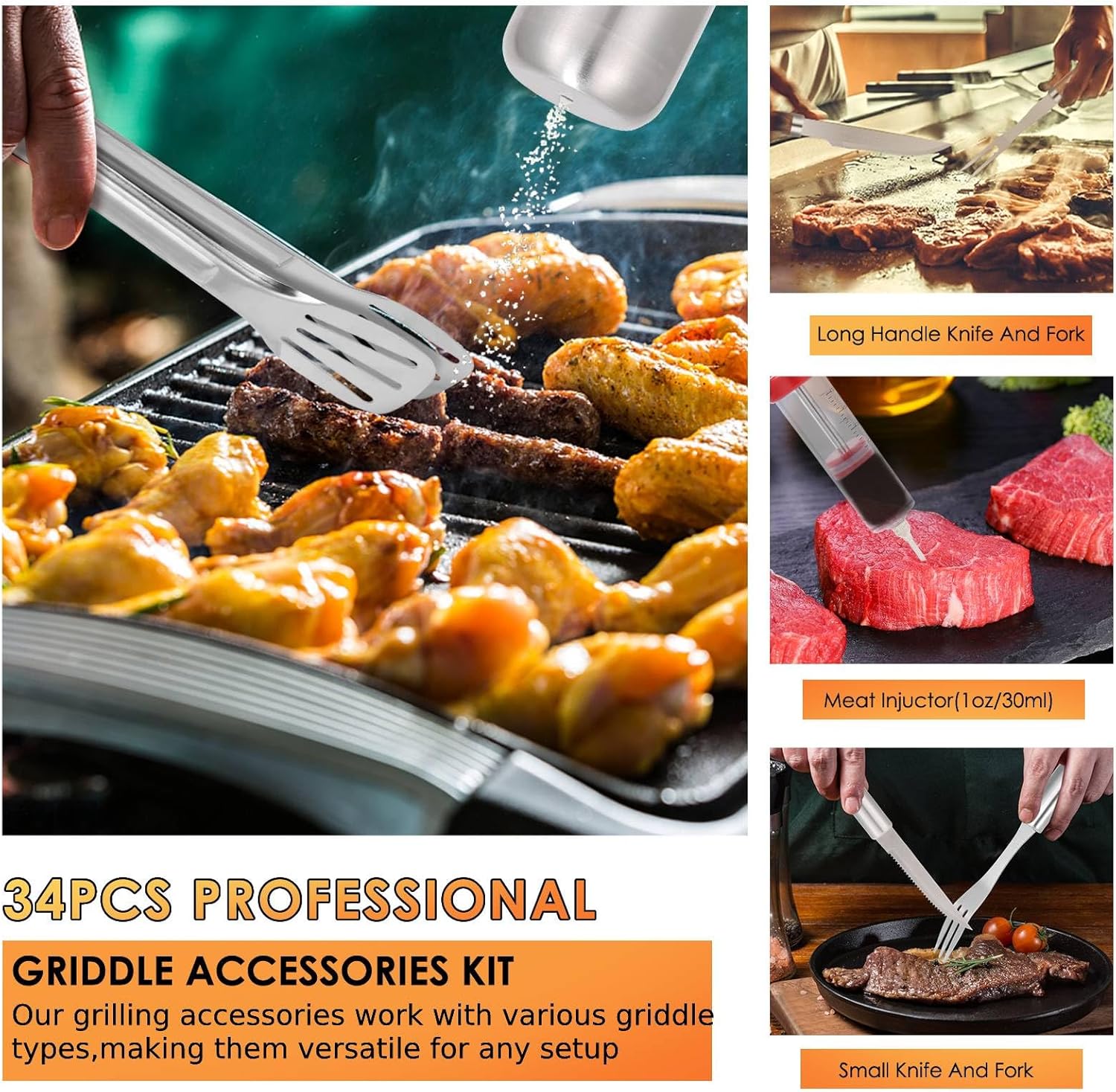 34Pcs Heavy Duty Grill Tools S - Camp Utensil Set บทวิจารณ์และราคา