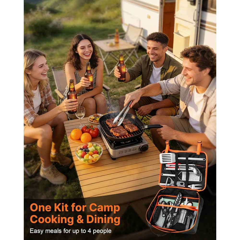 Compact Camping Kitchen Set wi - Camp Utensil Set บทวิจารณ์และราคา