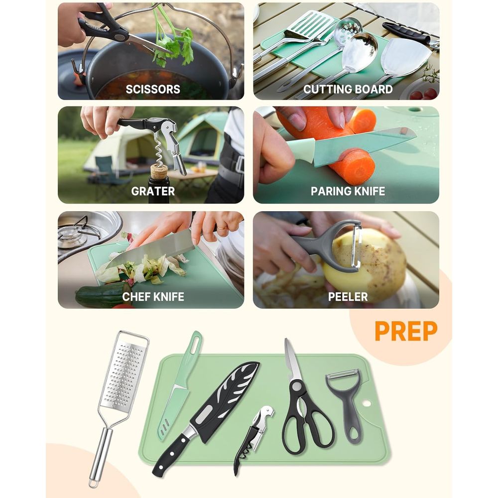 Compact Camping Kitchen Set wi - Camp Utensil Set บทวิจารณ์และราคา