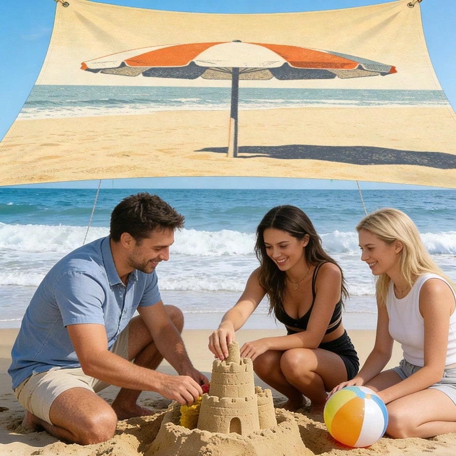 1pc Beach Sunshade Cloth, Outd - Outdoor Camping Umbrella บทวิจารณ์และราคา