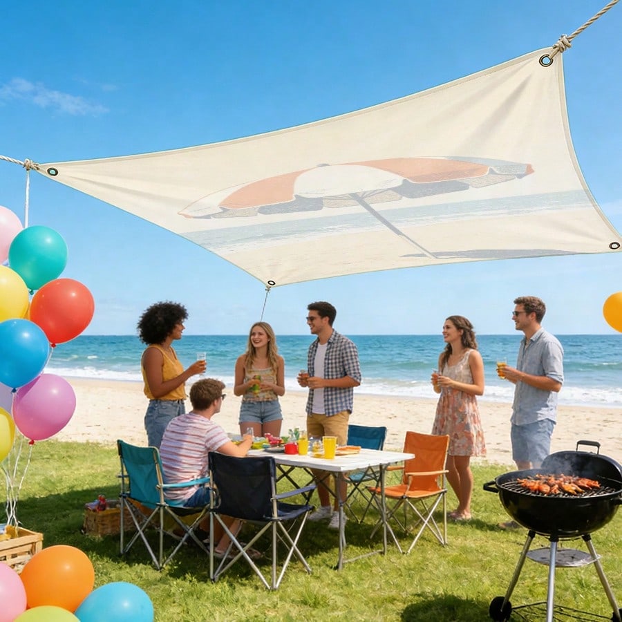 1pc Beach Sunshade Cloth, Outd - Outdoor Camping Umbrella บทวิจารณ์และราคา