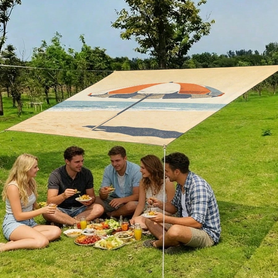 1pc Beach Sunshade Cloth, Outd - Outdoor Camping Umbrella บทวิจารณ์และราคา