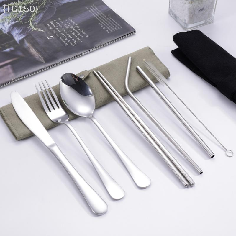 【TG150】8Pcs Portable Stainless - Camp Utensil Set บทวิจารณ์และราคา