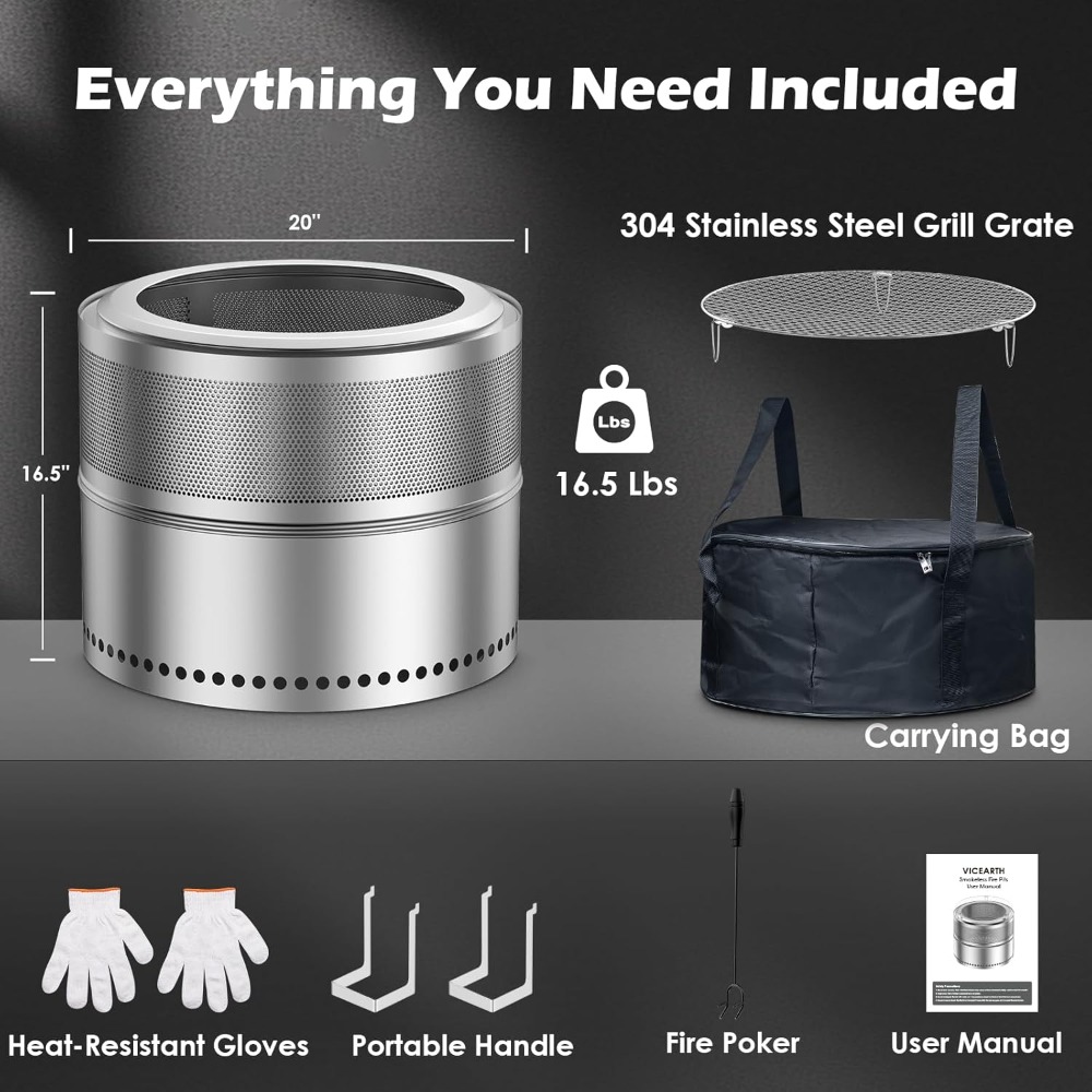 Smokeless Fire Pit Outdoor, 20 - Outdoor Camping Fire Pit บทวิจารณ์และราคา