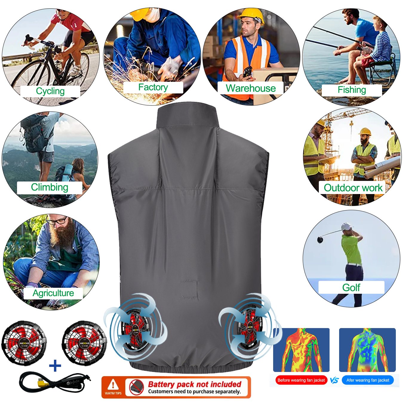 12V/5V USB Men Cooling Fan Ves - Outdoor Camping Air Conditioner บทวิจารณ์และราคา