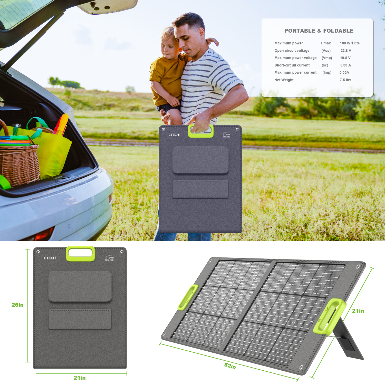 High Efficiency Portable 100W  - Outdoor Camp บทวิจารณ์และราคา