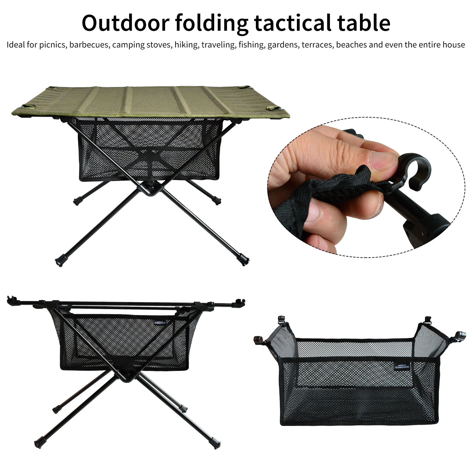 Mesh Basket Organizer Camping  - Outdoor Camping Table With Storage บทวิจารณ์และราคา