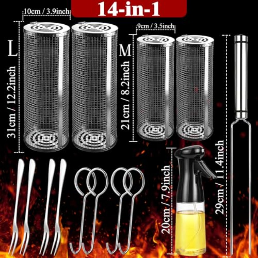 Outdoor Grilling Baskets Grill - Camp Utensil Set บทวิจารณ์และราคา