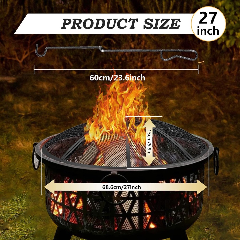 27 Inch Fire Pit Spark Screen  - Outdoor Camping Fire Pit บทวิจารณ์และราคา