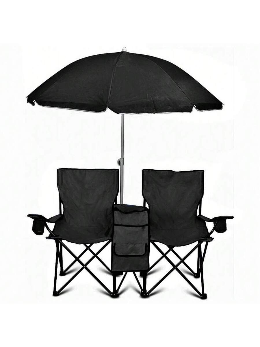 2-Seat Folding Camp Chair With - Outdoor Camping Umbrella บทวิจารณ์และราคา