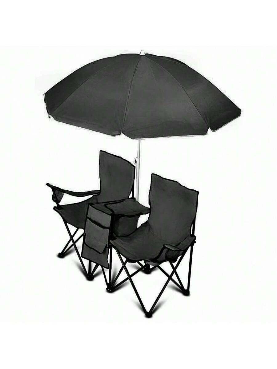 2-Seat Folding Camp Chair With - Outdoor Camping Umbrella บทวิจารณ์และราคา