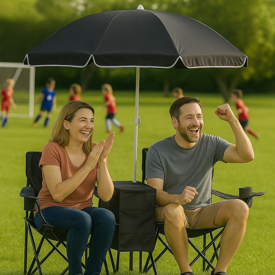 2-Seat Folding Camp Chair With - Outdoor Camping Umbrella บทวิจารณ์และราคา