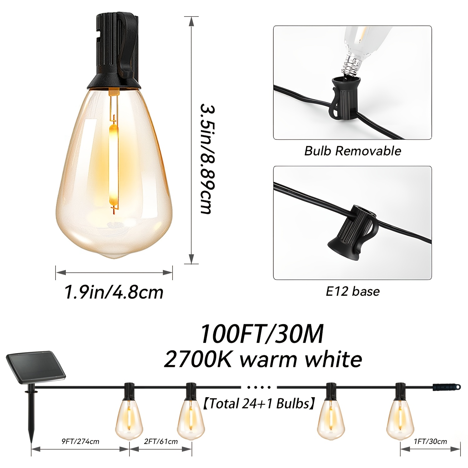 Solar Lights Outdoor, 100ft Pa - Outdoor Camping Umbrella บทวิจารณ์และราคา