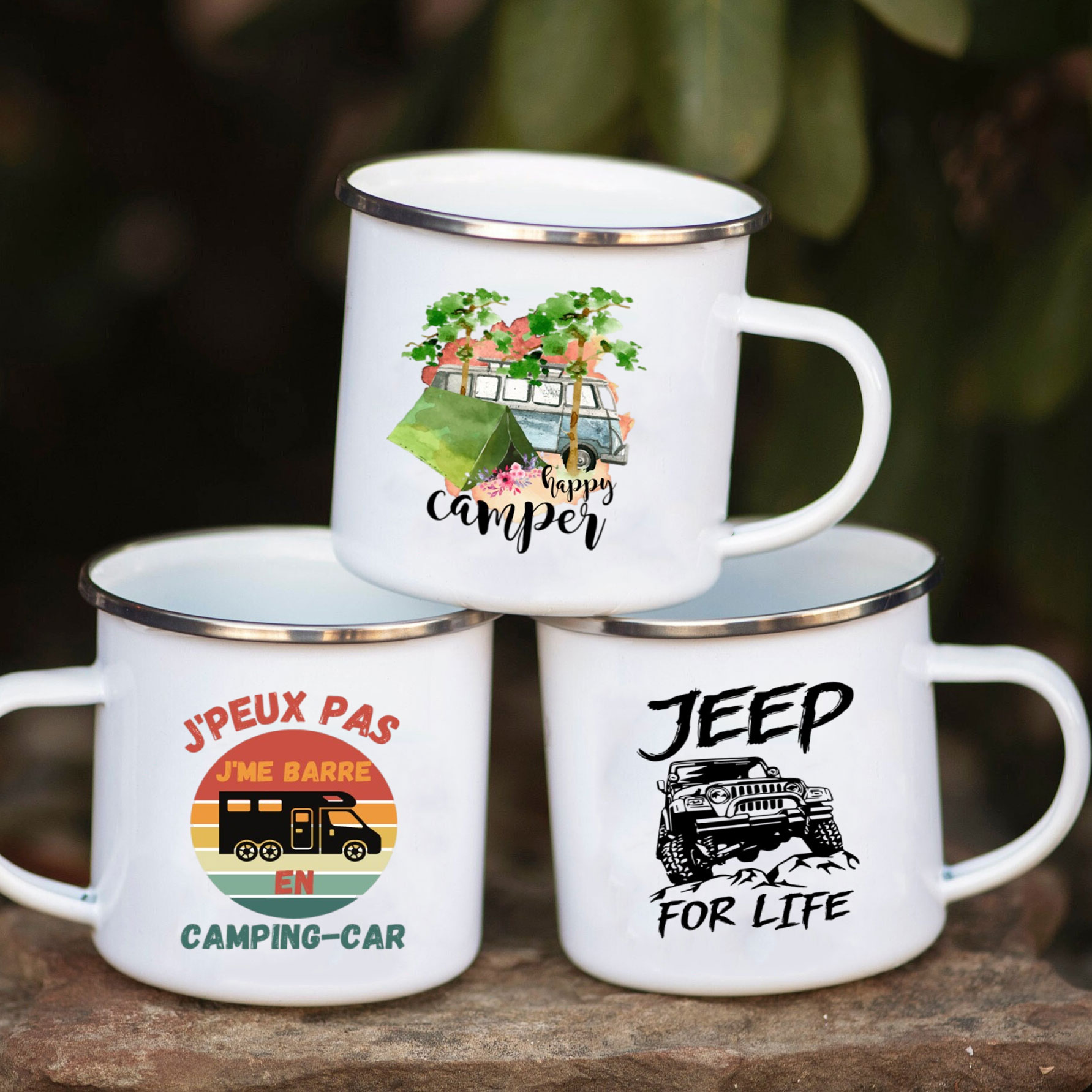 Camping Car Enamel Mug Adventu - Outdoor Camping Ideas บทวิจารณ์และราคา