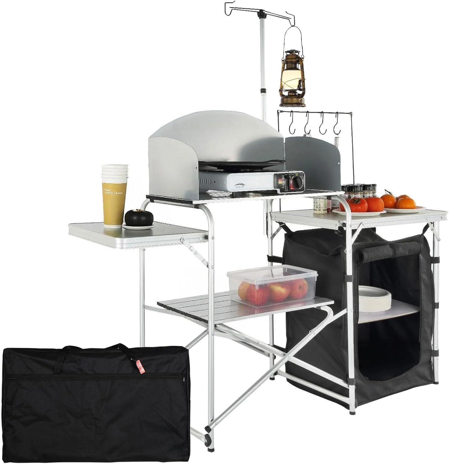 Camping Kitchen Table, Folding - Outdoor Camping Table With Storage บทวิจารณ์และราคา
