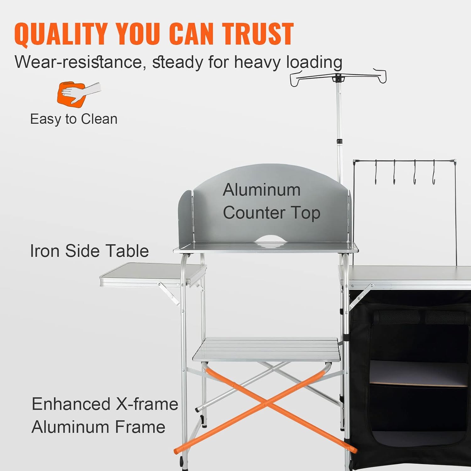 Camping Kitchen Table, Folding - Outdoor Camping Table With Storage บทวิจารณ์และราคา