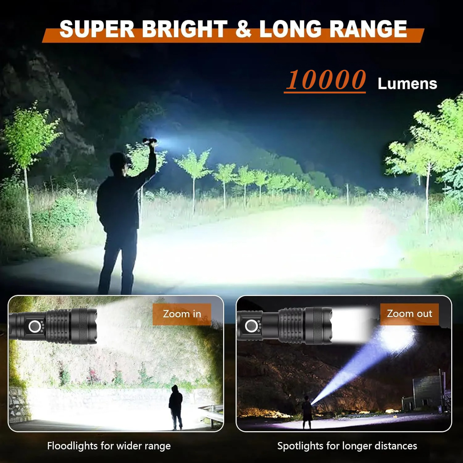 High Power LED Flashlight Rech - Outdoor Camping Lamp บทวิจารณ์และราคา