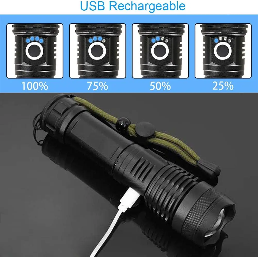 High Power LED Flashlight Rech - Outdoor Camping Lamp บทวิจารณ์และราคา