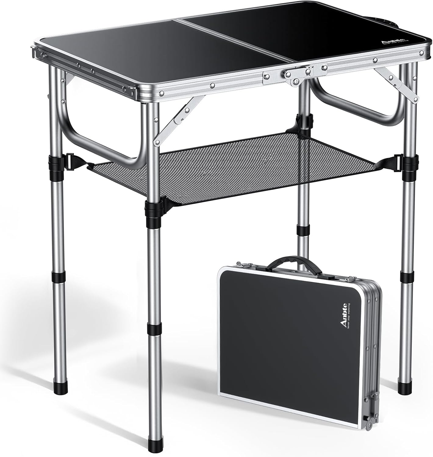 3-Height Adjustable Folding Ca - Outdoor Camping Table With Storage บทวิจารณ์และราคา